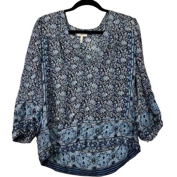 Joie Silk Blouse Blue Floral Print 174 small - Picture 1 of 16